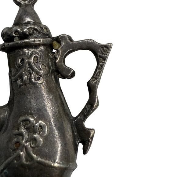 Vintage Sterling Silver Ornate Aladdin's Lamp Coffee Pot Charm - Picture 7 of 7